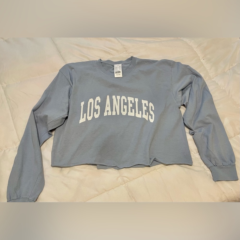Brandy Melville Light Blue "Los Angeles" Cropped Sweatshirt
